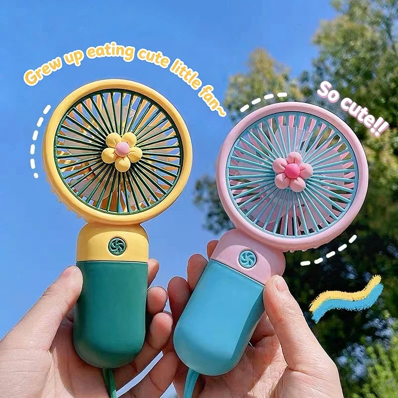 USB Rechargeable Portable Handheld Fan – Cute Plastic Design, Dual Use (Handheld/Stand), Summer Cooling Fan For Kids & Adults