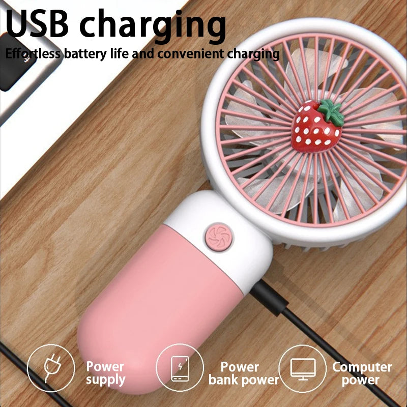 USB Rechargeable Portable Handheld Fan – Cute Plastic Design, Dual Use (Handheld/Stand), Summer Cooling Fan For Kids & Adults