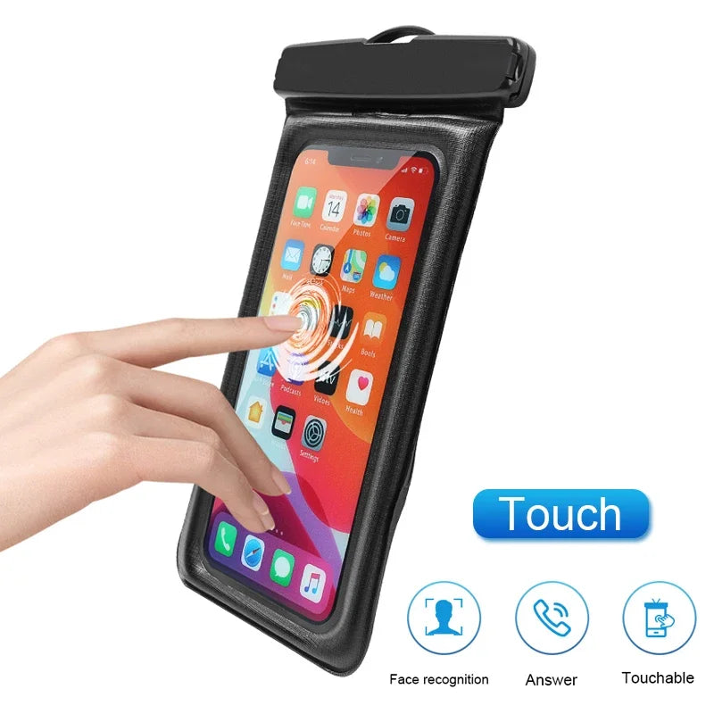 PVC Transparent Waterproof Phone Pouch Luminous Touchscreen Dry Bag with Seal Lock for Swimming Diving Hot Spring Rafting