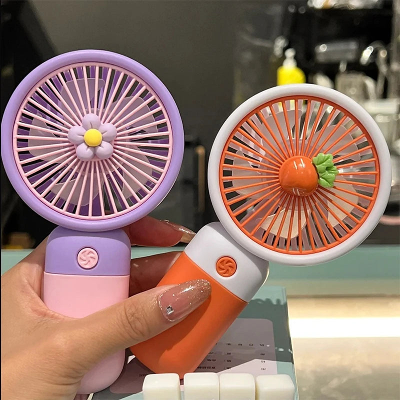 USB Rechargeable Portable Handheld Fan – Cute Plastic Design, Dual Use (Handheld/Stand), Summer Cooling Fan For Kids & Adults