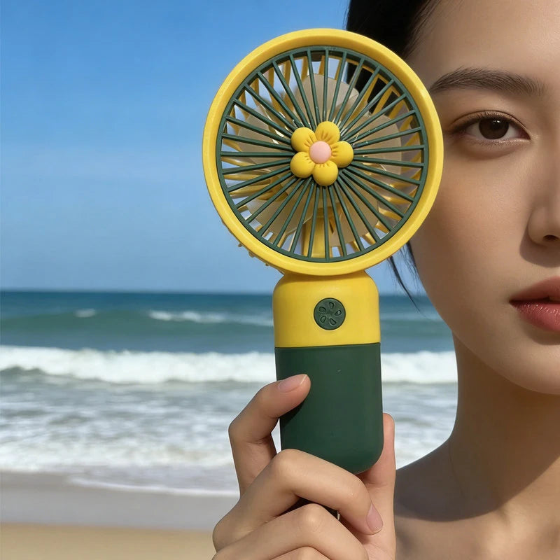 USB Rechargeable Portable Handheld Fan – Cute Plastic Design, Dual Use (Handheld/Stand), Summer Cooling Fan For Kids & Adults