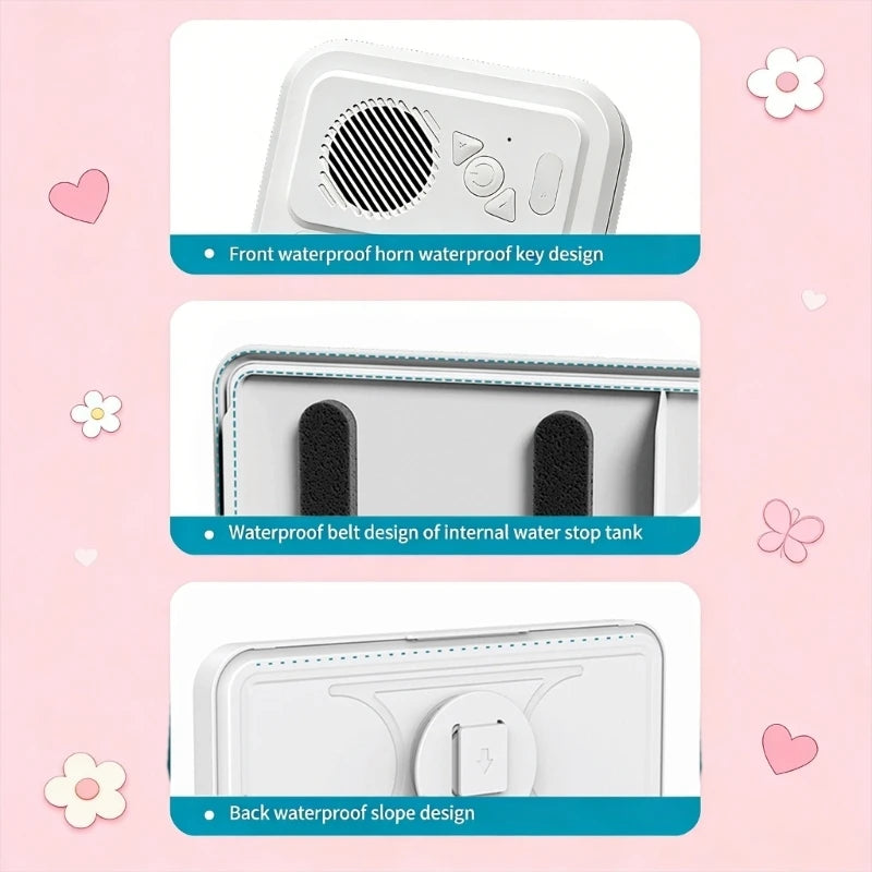 Waterproof Bluetooth-compatible Speaker For Shower IPX4 Rated Phone Holder