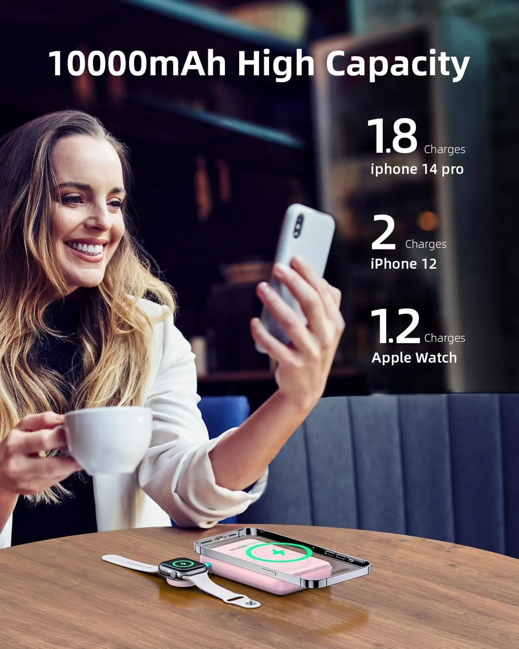 10000mAh Magnetic Wireless Power Bank, Qi2 Certified 15W MagSafe Wireless Charging & 22.5W PD Wired Fast Charging Portable External Battery Pack Compatible with iPhone 12-17 Pro Series and Android