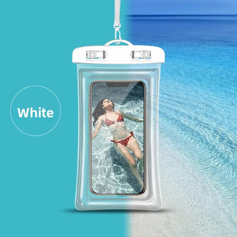PVC Transparent Waterproof Phone Pouch Luminous Touchscreen Dry Bag with Seal Lock for Swimming Diving Hot Spring Rafting