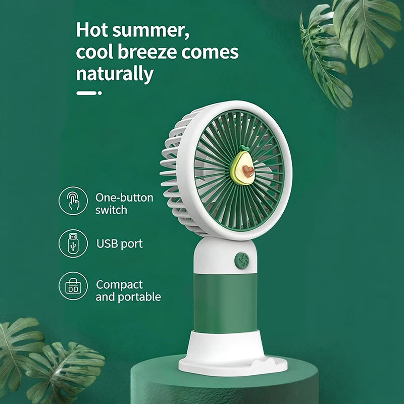 USB Rechargeable Portable Handheld Fan – Cute Plastic Design, Dual Use (Handheld/Stand), Summer Cooling Fan For Kids & Adults