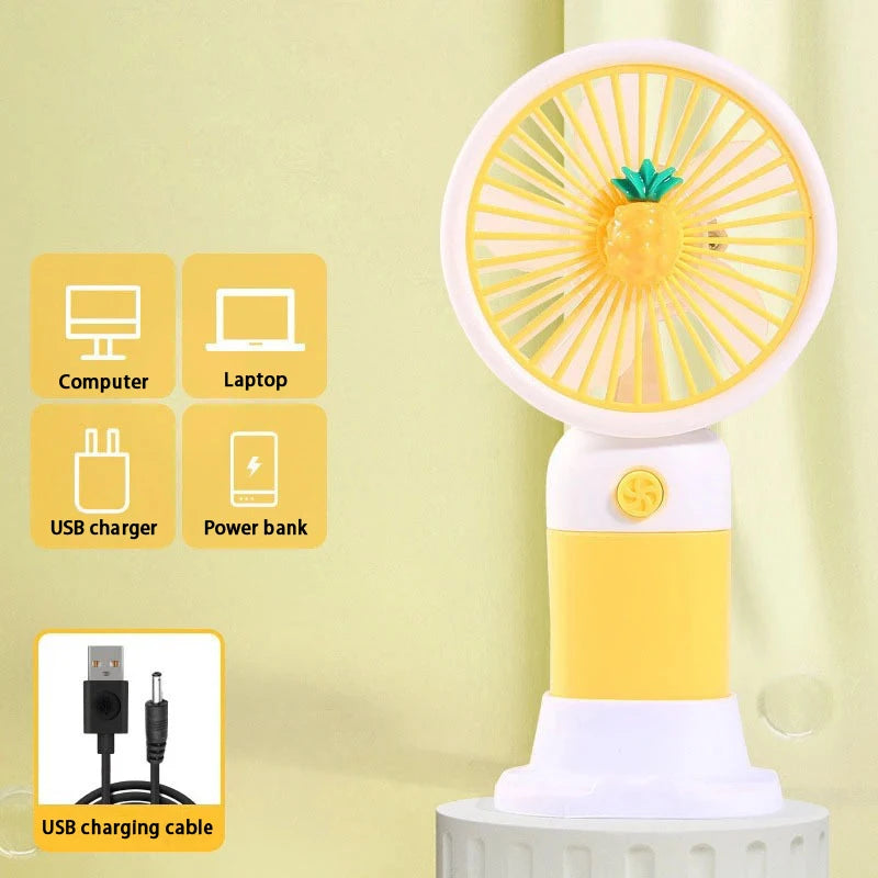 USB Rechargeable Portable Handheld Fan – Cute Plastic Design, Dual Use (Handheld/Stand), Summer Cooling Fan For Kids & Adults