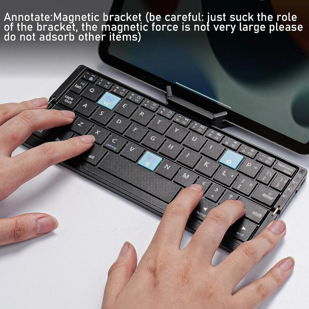 Jomaa Folding Keyboard Bluetooth Rechargeable Bluetooth Keyboard for Laptop iPad Phone Mini Portable Folding Keyboard