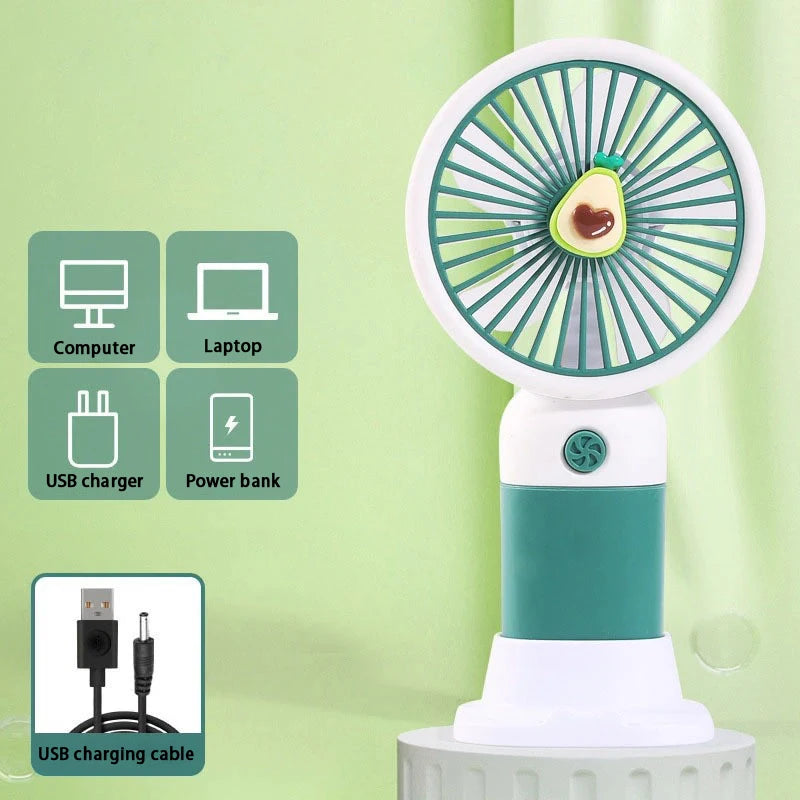 USB Rechargeable Portable Handheld Fan – Cute Plastic Design, Dual Use (Handheld/Stand), Summer Cooling Fan For Kids & Adults