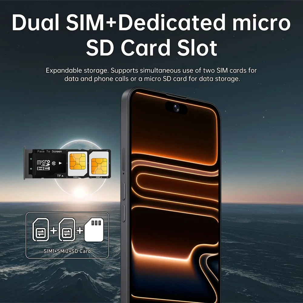 K-Touch New Ai iFone 17 Pro Maxi Android 5G Smartphone 7.3HD 22G+2TB Smart Mobile Phone 16+48MP Dual SIM 7800mAh Unlocked Cell Phone Global Version
