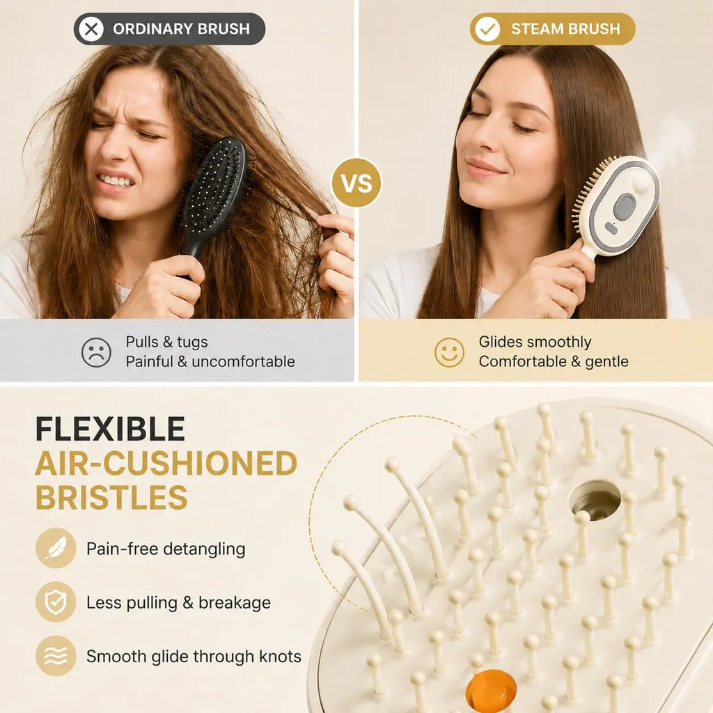 Electric Spray Air Cushion Comb for Women Retractable Hair Massage Brush for Thick Fine Curly Hair Electric Steam Brush for Hair